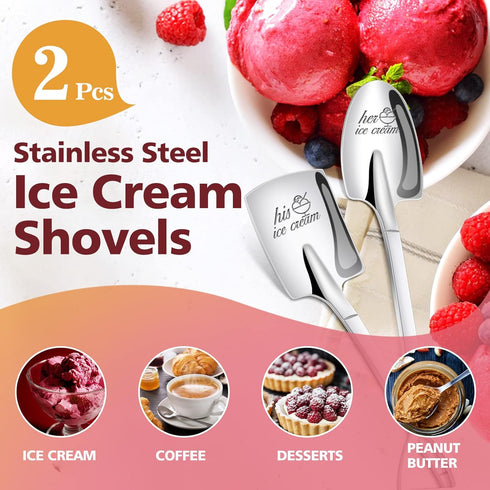 PRSTENLY Gifts for Him Her, 2 Pcs His and Hers Ice Cream Spoons Boyfriend Girlfriend Couples Gift Ideas, Anniversary Engagement Birthday Valentine...
