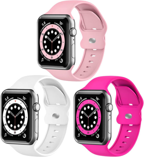 Upgrade Bands Compatible with Apple Watch Band 42mm 44mm 45mm for Women Men,3 Pack Soft Silicone Replacement Sport Watch Strap for iWatch SE Serie...