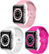 Upgrade Bands Compatible with Apple Watch Band 42mm 44mm 45mm for Women Men,3 Pack Soft Silicone Replacement Sport Watch Strap for iWatch SE Serie...