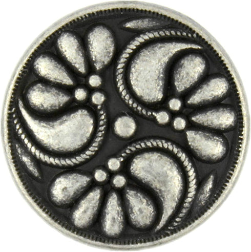 Bezelry 12 Pieces Flower Swirl Antique Silver Metal Shank Buttons 18mm (11/16 inch)...