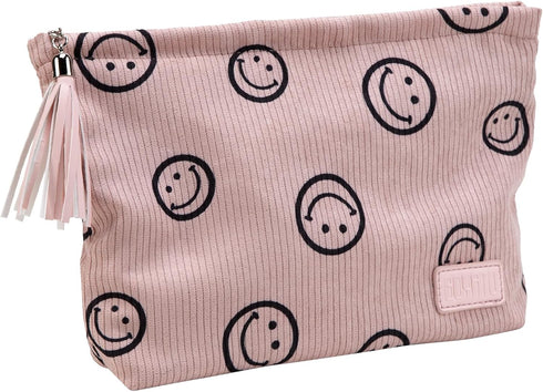 Makeup Pouch Small Cosmetic Bag: Cute Pouches for Purse with Tassel - Smiley Face Makeup Bags for Women Pink...