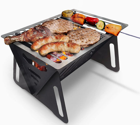 Charcoal Grill, Small BBQ Grill Portable Lightweight smoker Grill, Barbecue Grill desk Tabletop Outdoor Grill for Camping Picnics Garden Beach Par...