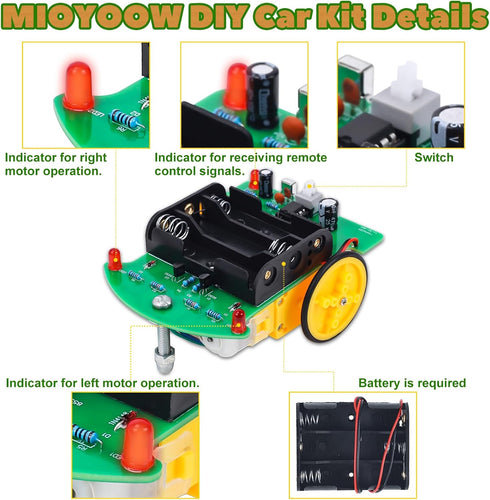 MiOYOOW Soldering Practice Kit, DIY Remote Control Car Kit Beginners Learning Solder Kit School Smart Robot Car Electronic Soldering Projects for ...
