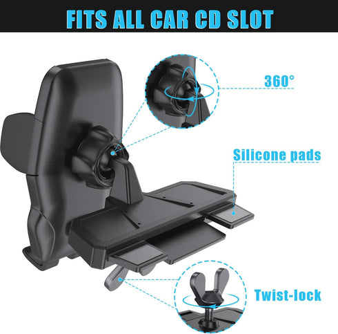 WixGear Universal Car Phone Mount CD Slot Car Mount Holder with New Gravity Self-Locking Design Mount, Compatible with All Smartphones (New Gravit...