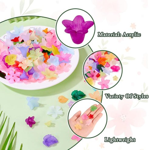 Pandahall 240pcs Acrylic Flower Beads Assorted Frosted Flower Leaf Bead Caps for DIY Bracelet Necklace Earring Jewelry Making...