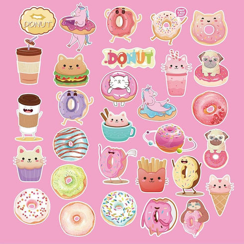 Donut Luggage Stickers(60pcs),Laptop,Skateboard,Notebooks,PVC Waterproof Stickers for Kids,Adults,Cars,Motorcycles,Bicycles...