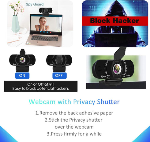 Akyta 1080P Webcam with Microphone, Noise-Canceling/Privacy Cover & Wide Angle 110°, Plug and Play USB Web Camera for Desktop Computer PC Laptop M...