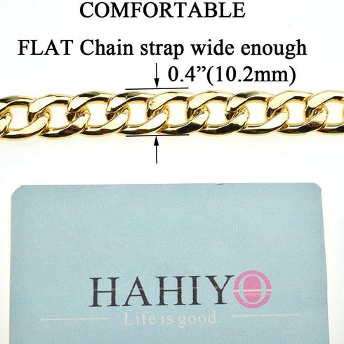 HAHIYO Purse Chain Strap 23.6 inches SPOT-ON Gold Shoulder Cross Body Sling Purse Handbag Clutch Replacement Comfortable Flat 0.4' Wide Enough 2.4...