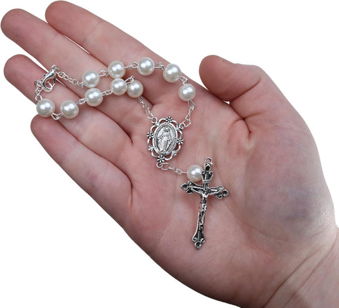 Catholic Auto Accessories, Pink Car Rosary for Rearview Mirror and Guardian Angel Visor Clip, Religious Gifts for New Drivers...