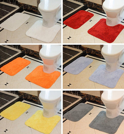 USIX Hand Tufted Cotton Towel-Like Hotel Spa Tub Shower Bath Floor Mat Washable Bath Mats Soft Absorbent Cotton Rug/Non-Rubber Back (Grey,U Shape ...