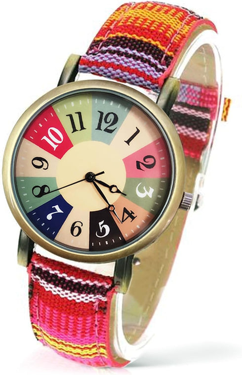 Ladies Watches for Women - Boho Hippie Womens Watches, PU Leather Woven Rainbow Watch...