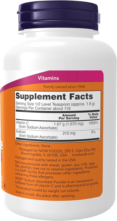 NOW Supplements, Sodium Ascorbate Powder, Buffered, Antioxidant Protection*, 8-Ounce...
