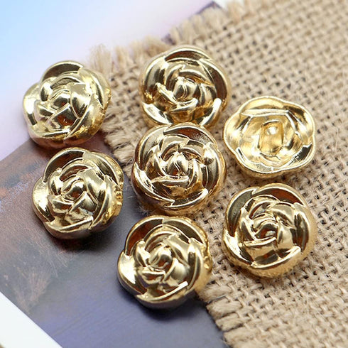 Golden Electroplated Metal Rose Shank Sewing Buttons 20 Pcs - 18mm, 23/32"...