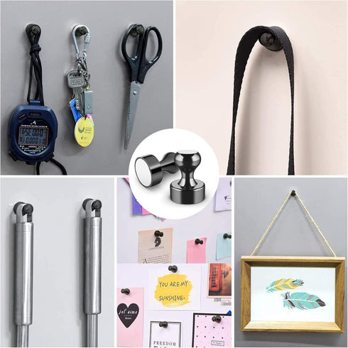 Grtard 48 Pack Black Magnetic Push Pins, Fridge Magnets for Whiteboard, Whiteboard Magnets Refrigerator Magnets, Small and Strong Push Pin Magnets...