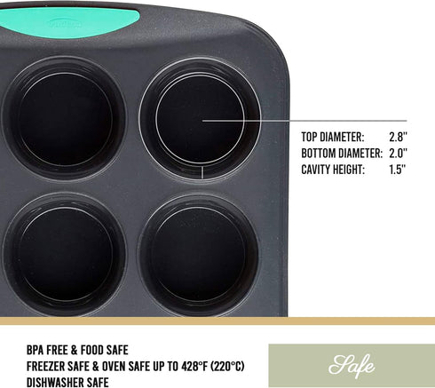 Trudeau Structure Silicone Muffin Pan – 12 Cup, Flexible Silicone with Hard Lining to Hold Shape, Non-Stick, BPA-Free, Dishwasher Safe, Heat Resis...