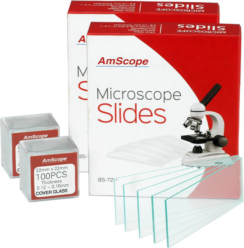 AmScope BS-72P-100S-22 72 Pieces of Pre-Cleaned Blank Microscope Slides (2 Count)...