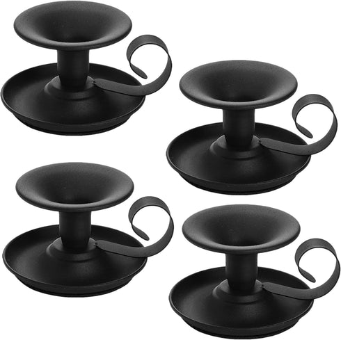 Yopay 4 Pack Iron Taper Candle Holder, Retro Rustproof Candlestick Holders, Sturdy Black Candlelight Stand for Chime Spell Candles, Halloween Chri...