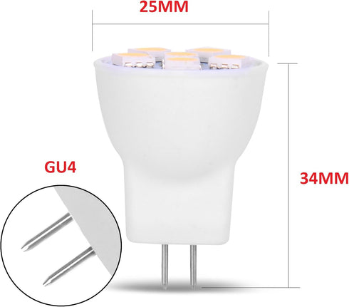 MR8 Light Bulb LED Replacement for Mini Halogen Recessed Lamps 12 Volt 1" Diameter GU4 RV Boat Camper Yacht Train Motor Home Interior Tiny House S...