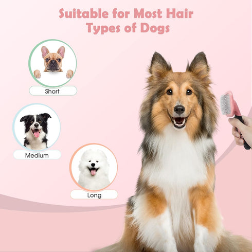 Slicker Brush, PETPAWJOY Dog Brush Gently Cleaning Pin Brush for Shedding Dog Hair Brush for Small Dogs Puppy Yorkie Poodle Rabbits Cats-Pink...