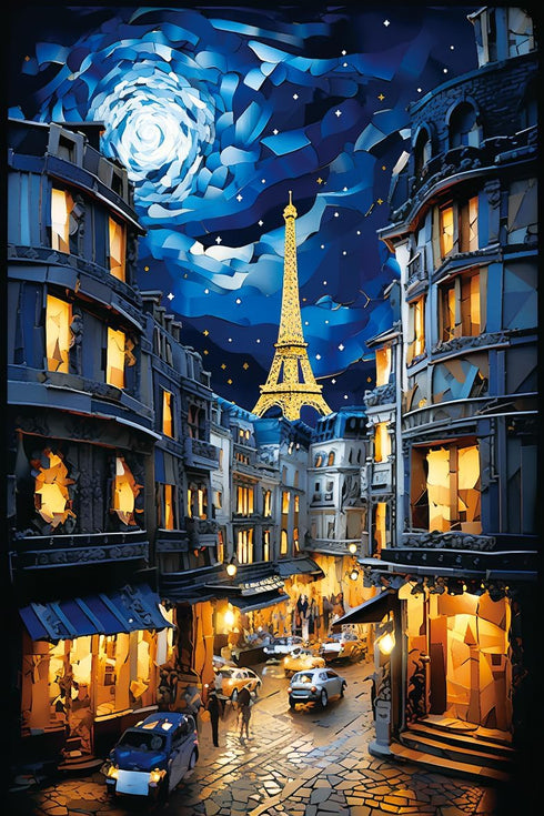 ROSTITCH - The Romantic Stree of Paris Cross Stitch Kits for Beginners Adults 11CT Pre-Printed Aida Cross-Stitch,Needlecrafts Embroidery Kits Arts...