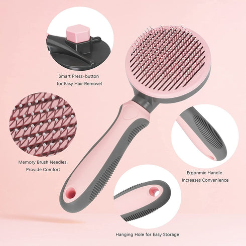 AndroPets - Self-Cleaning Grooming Brush for Dogs and Cats | Removes Loose Undercoat, Mats, and Tangled Hair | Deshedding Tool and Massage Brush (...