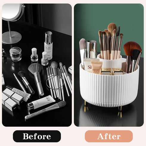 360° Rotate Makeup Brush Holder Organizer, Makeup Organizers Countertop, Makeup organization and Skincare Storage for Vanity, Desktop, Bathroom (W...