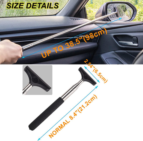 Car Rearview Mirror Wiper 2 pack Universal Automotive Car Accessories Telescopic Auto Mirror Squeegee Cleaner 98cm Long Handle Portable Car Cleani...