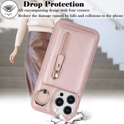iPhone 15 pro max case with Card Holder, iPhone 15 pro max Phone Case Wallet for Women magsafe Compatible Wallet Detachable 2-in-1 for Men-Pink......