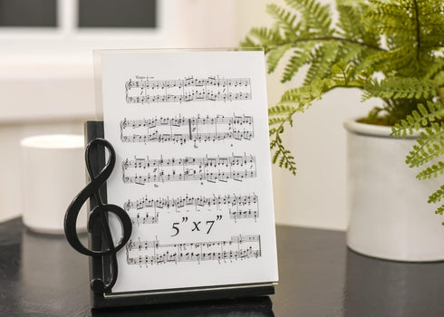 BroadwayGifts Co Black Treble Clef and Sheet Music 5 inch Acrylic Table Top Picture Frame...
