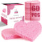 60-Count Compressed Facial Sponges, 100% Natural Cosmetic Spa Sponges for Facial Cleansing, Exfoliating Mask (Pink Heart)...