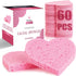 60-Count Compressed Facial Sponges, 100% Natural Cosmetic Spa Sponges for Facial Cleansing, Exfoliating Mask (Pink Heart)...