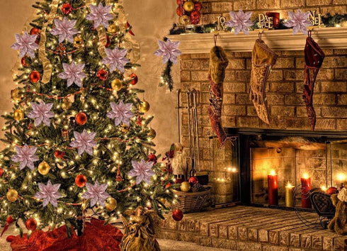 GL-Turelfies 12 Pcs Glitter Christmas Flowers(16cm/6.3’’) with 12 Pcs Clips Artificial Poinsettia Flower Christmas Tree Flower Decorations Xmas Tr...