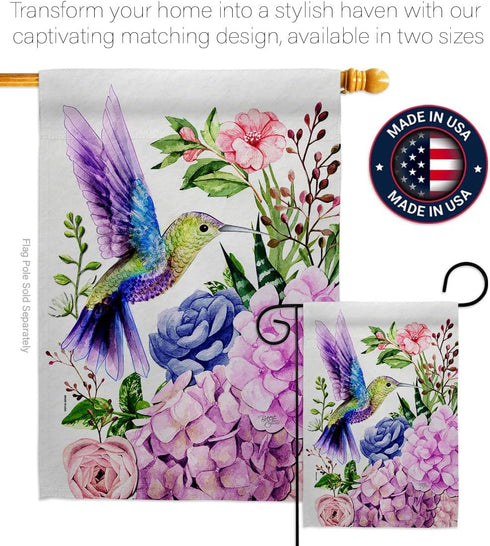 Breeze Decor Purple Hummingbird Garden Flag Friends Birds Flamingo Cardinal Peacock Springtime Natural Wildlife House Decoration Banner Small Yard...