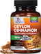 Pure Cinnamon Capsules, Certified Organic Ceylon Cinnamon Pills, Non-GMO, Gluten-Free, Dairy-Free, Sri Lanka Cinnamon Powder Supplement, Best Vega...