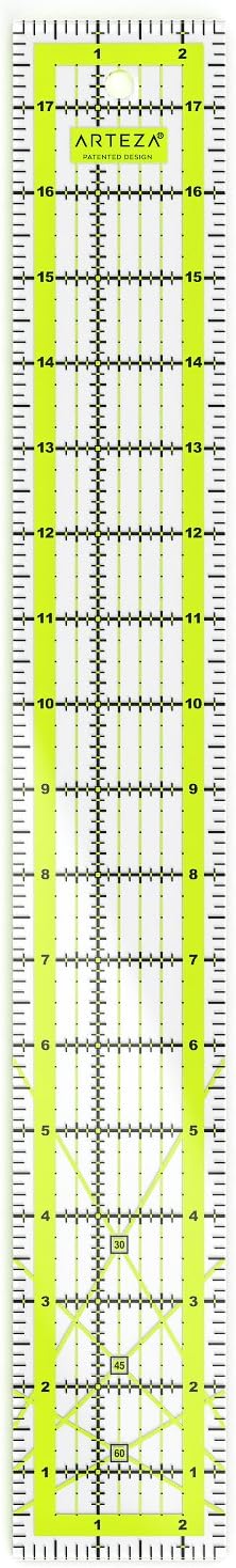 ARTEZA Quilting Ruler, Laser Cut Acrylic, Double Colored Grid Lines, 2.5"x18"...