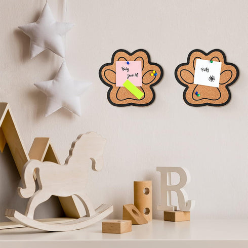 Decorative Cork Bulletin Board for Walls Memo Bulletin Pin Board Dog Paw Shape Bulletin Cork Board for Office Home Kitchen (2 Pieces)...