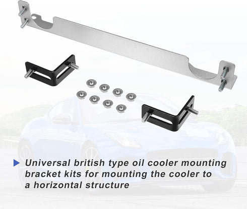 X AUTOHAUX Universal Oil Cooler Mounting Bracket Kit 330mm Aluminum Alloy Engine Oil Cooler Radiator Adapter Kit Oil Cooler Bracket Kit Silver Ton...