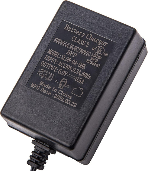 6.0V0.5A Children's Car Charger, SL06-04-06E 6V Electric Car Riding Toy Battery Power Adapter Square Plug......