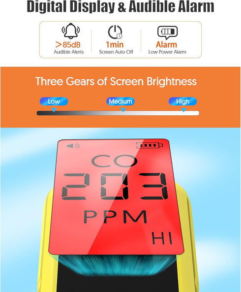 Carbon Monoxide Detectors, Portable CO Detector Battery Powered, Handheld Carbon Monoxide Monitor Alarm Detector with LCD Display for Home/Outdoor...