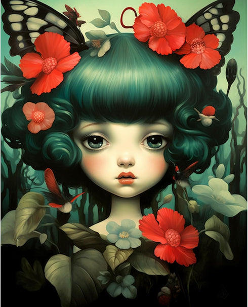 Exquisite Dolls and Butterflies DIY Paint by Numbers for Adults Beginners Unique Style Flower Painting by Number on Canvas with Brushes and Acryli...