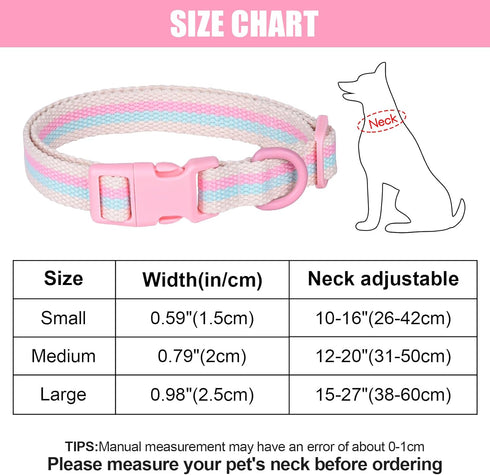Polyester Dog Collar for Small Medium Large Dogs, Soft Basic Dog Collars Fancy Adjustable Dog Collars with Quick Release Safety Buckle...