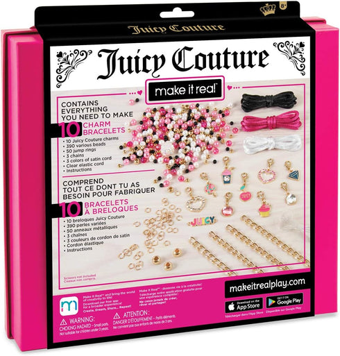 Make it Real - Juicy Couture Pink and Precious Bracelets - DIY Charm Bracelet Kit with Beads for Tween Jewelry Making - Jewelry Making Kit for Gir...