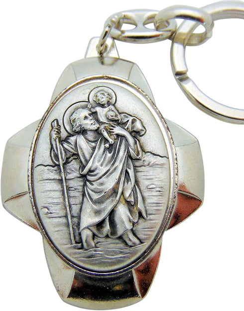 Westman Works St Christopher Metal Keychain Travel Saint Key Ring with Holy Card Set...