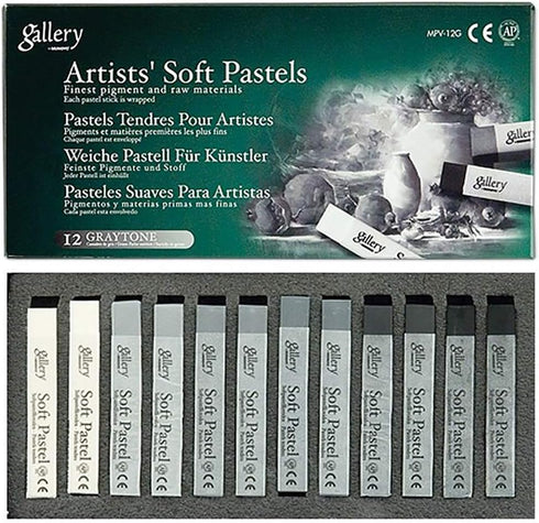 Mungyo Gallery Soft Pastel Squares Cardboard Box Set of 12 - Greys...