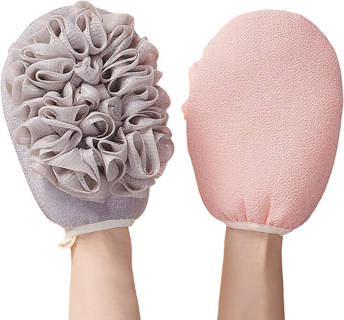 Bath Loofah Sponge,Deep Exfoliating Glove for Shower, Body Scrubber Double-Sided Exfoliating Mitt?Soft Mesh Flower Loofah Sponge Ball Brush Scrub ...