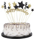 Handmade Black and Glod Glitter Pentacle Pentacle Cake Toppers Happy Birthday Cake Bunting Topper Paper, Birthday Party Decoration...