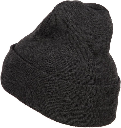 MG 12 Inch Long Knitted Beanie - Heather Charcoal OSFM...