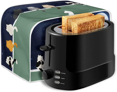 Galaxy Print Oven Cover Kitchen Bread Machine Protector, Moon Cat 4 Slice Toaster Cover for Home, Anti Dust Fingerprint Coaster Cover, Kitchen Sma...