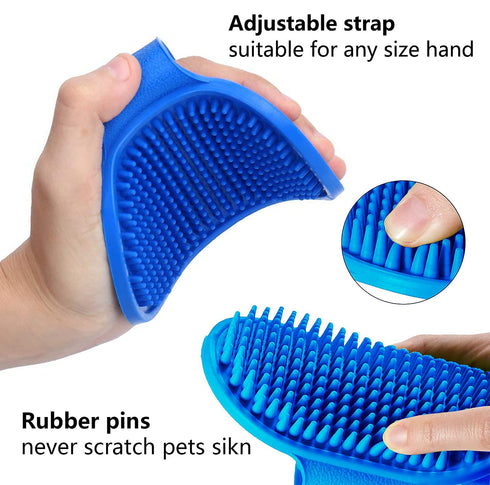 2 Pack Dog Grooming Brush - Dog Cat Bath Soothing Massage Rubber Brush - Pet Bath Brush with Adjustable Ring Handle Suitable for Long Short Haired...