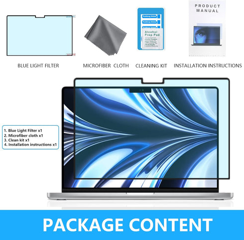 FILMEXT Macbook Pro 16 inch Screen Protector M4 M3 M2 M1 2024-2021 Model A3403 A3186 A2991 A2780 A2485,Bubble Free Blue Light Screen Filter for Ma...